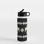 Southwestern Eagle and Arrow Pattern 121 Black and Linen White Water Bottle Gallery Image 1