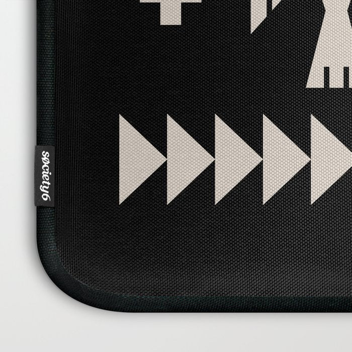 Southwestern Eagle and Arrow Pattern 121 Black and Linen White Laptop Sleeve Gallery Image 3