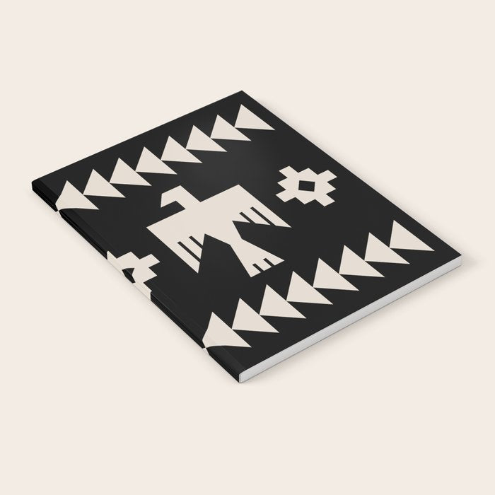 Southwestern Eagle and Arrow Pattern 121 Black and Linen White Notebook Gallery Image 2