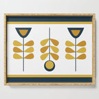 Scandi Garden Floral Triplet Framed - Light Mustard, Dark Mustard, Navy Blue, White Serving Tray Gallery Image 1