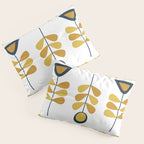 Scandi Garden Floral Triplet Framed - Light Mustard, Dark Mustard, Navy Blue, White Pillow Sham Gallery Image 3
