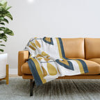 Scandi Garden Floral Triplet Framed - Light Mustard, Dark Mustard, Navy Blue, White Throw Blanket Gallery Image 1