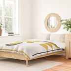 Scandi Garden Floral Triplet Framed - Light Mustard, Dark Mustard, Navy Blue, White Duvet Cover Gallery Image 2