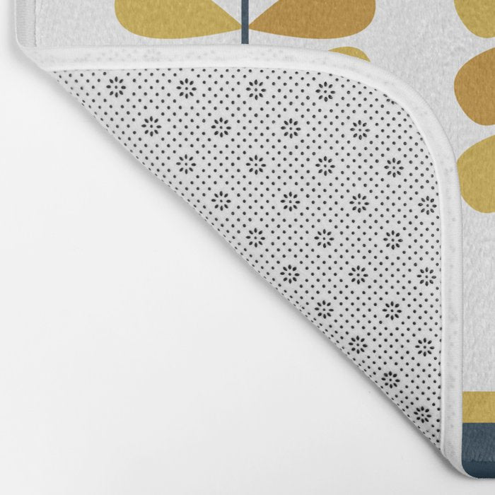 Scandi Garden Floral Triplet Framed - Light Mustard, Dark Mustard, Navy Blue, White Bath Mat Gallery Image 2