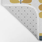 Scandi Garden Floral Triplet Framed - Light Mustard, Dark Mustard, Navy Blue, White Bath Mat Gallery Image 2
