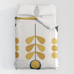 Scandi Garden Floral Triplet Framed - Light Mustard, Dark Mustard, Navy Blue, White Duvet Cover Gallery Image 6