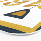 Scandi Garden Floral Triplet Framed - Light Mustard, Dark Mustard, Navy Blue, White Bath Mat Gallery Image 3