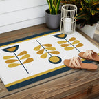 Scandi Garden Floral Triplet Framed - Light Mustard, Dark Mustard, Navy Blue, White Outdoor Rug Gallery Image 2