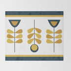 Scandi Garden Floral Triplet Framed - Light Mustard, Dark Mustard, Navy Blue, White Throw Blanket Gallery Image 2