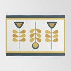 Scandi Garden Floral Triplet Framed - Light Mustard, Dark Mustard, Navy Blue, White Rug Gallery Image 2