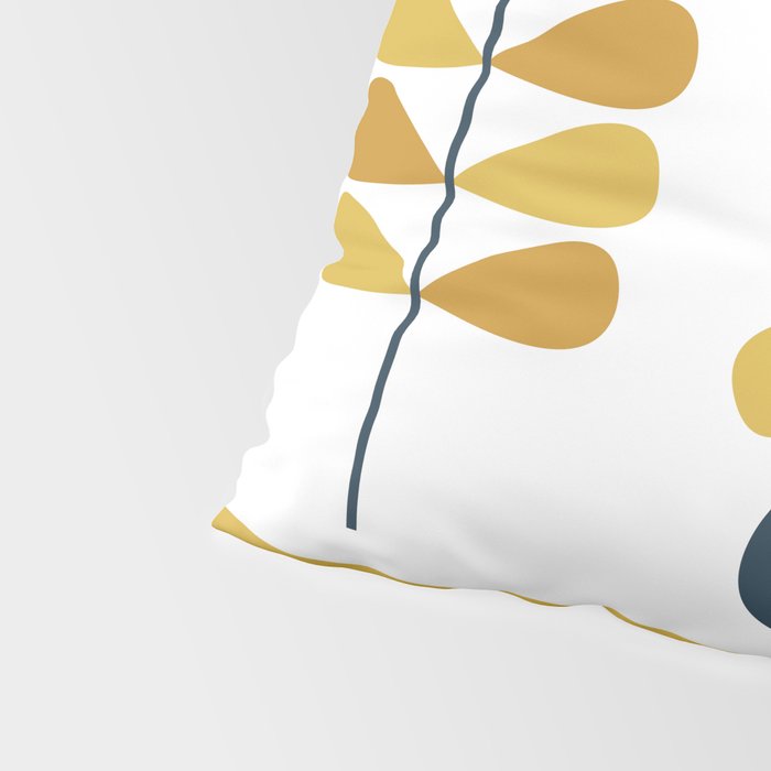 Scandi Garden Floral Triplet Framed - Light Mustard, Dark Mustard, Navy Blue, White Pillow Sham Gallery Image 4