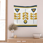 Scandi Garden Floral Triplet Framed - Light Mustard, Dark Mustard, Navy Blue, White Wall Tapestry Gallery Image 2