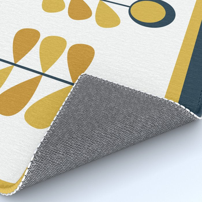 Scandi Garden Floral Triplet Framed - Light Mustard, Dark Mustard, Navy Blue, White Rug Gallery Image 4