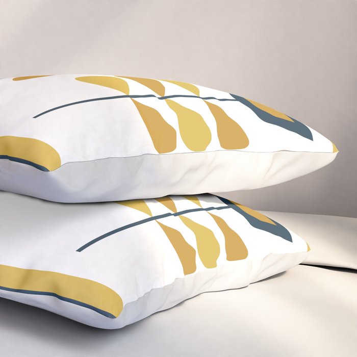 Scandi Garden Floral Triplet Framed - Light Mustard, Dark Mustard, Navy Blue, White Pillow Sham Gallery Image 3