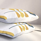 Scandi Garden Floral Triplet Framed - Light Mustard, Dark Mustard, Navy Blue, White Pillow Sham Gallery Image 3