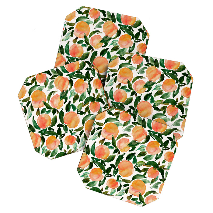 GEORGIA PEACHES Watercolor Peach Print Coaster Gallery Image 1