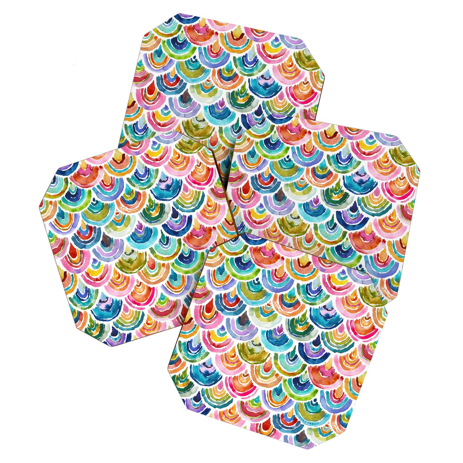 STRANGEBOW Rainbow Bold Colorful Scallop Coaster Gallery Image 1
