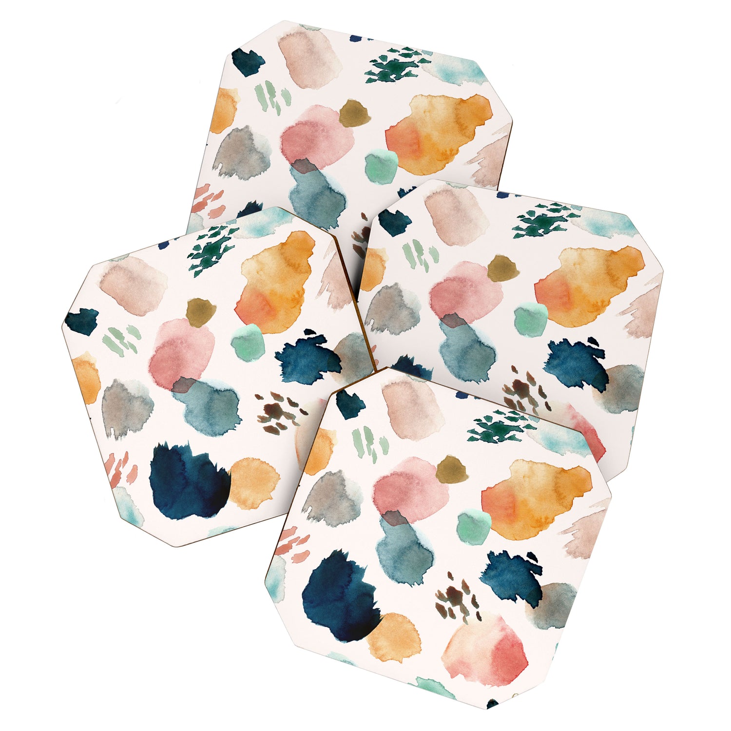 WILD WHIMS Abstract Watercolor Brush Strokes Coaster Gallery Image 1