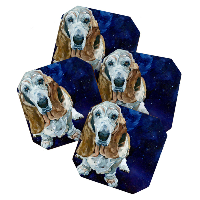 Basset Hound Nebula Stickers Dog Portrait Coaster Gallery Image 1