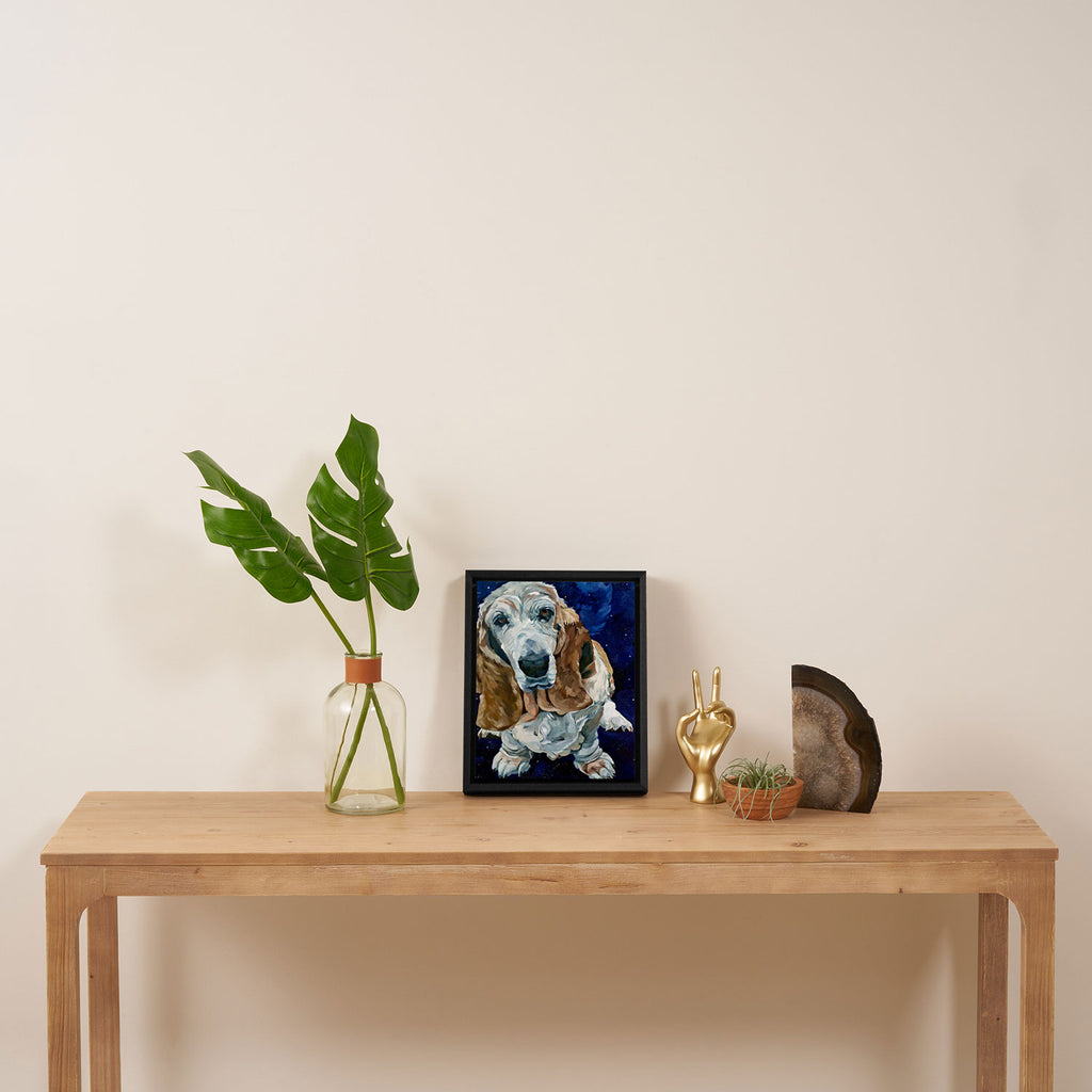 Basset Hound Nebula Stickers Dog Portrait Framed Canvas Print Gallery Image 4