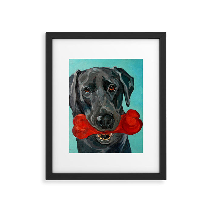 Black Labrador and a Red Bone Framed Art Print Gallery Image 1