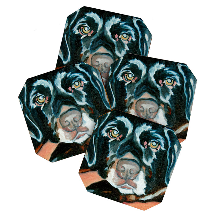 Daisy the Black Lab Dog Portrait Coaster Gallery Image 1