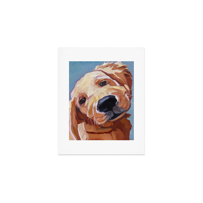 Golden Retriever Puppy Original Oil Painting Art Print Gallery Image 1