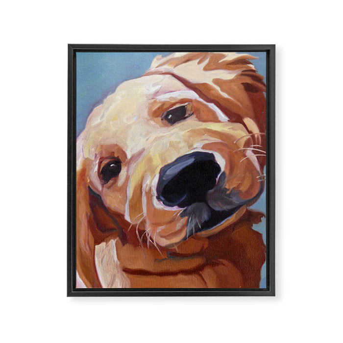 Golden Retriever Puppy Original Oil Painting Framed Canvas Print Gallery Image 1