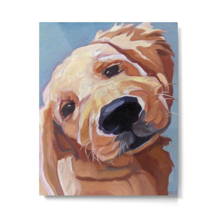 Golden Retriever Puppy Original Oil Painting Metal Print Gallery Image 1