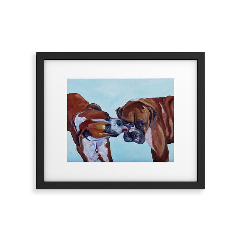 Kissing Boxers Dogs Portrait Framed Art Print Gallery Image 5