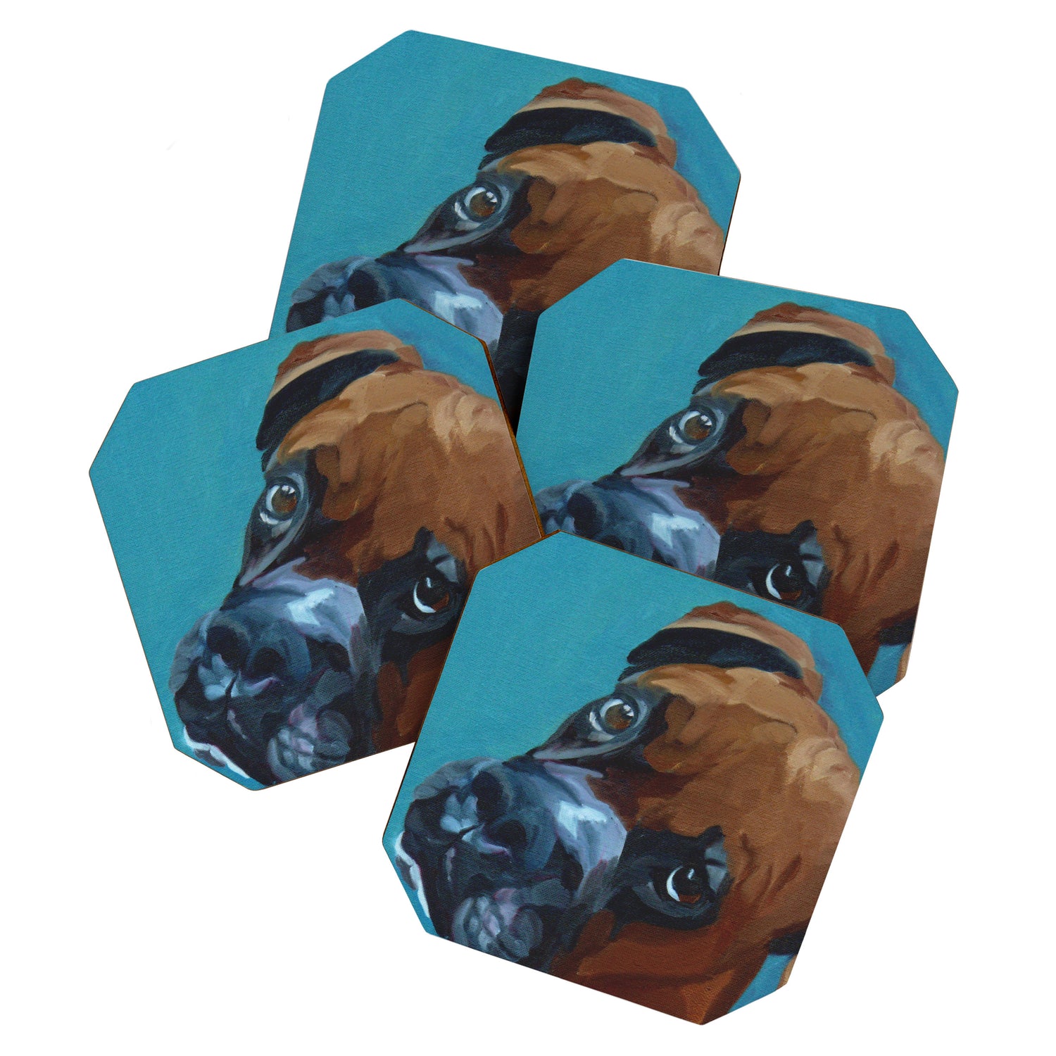 Leo the Boxer Dog Portrait Coaster Gallery Image 1