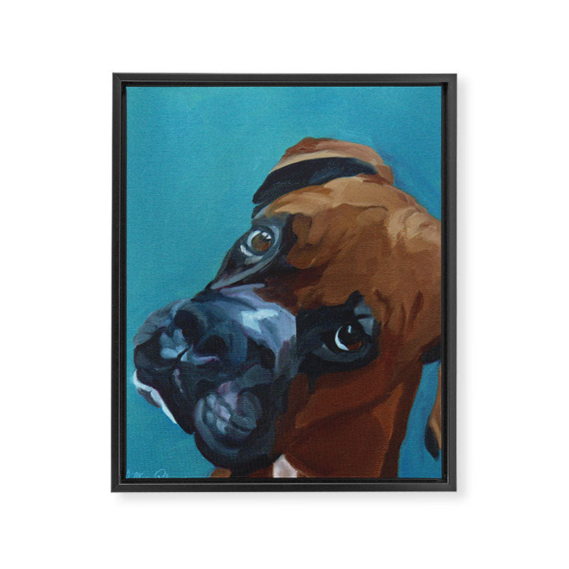 Leo the Boxer Dog Portrait Framed Canvas Print Gallery Image 6
