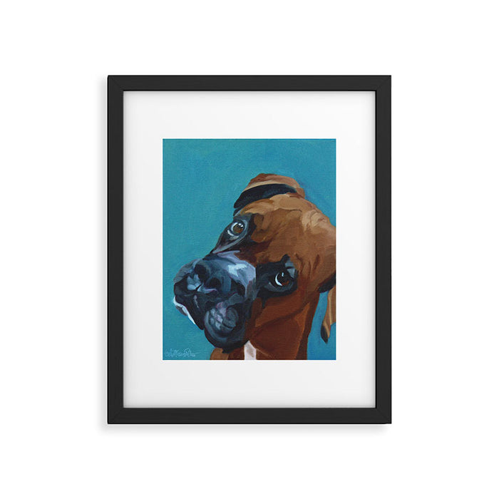 Leo the Boxer Dog Portrait Framed Art Print Gallery Image 1