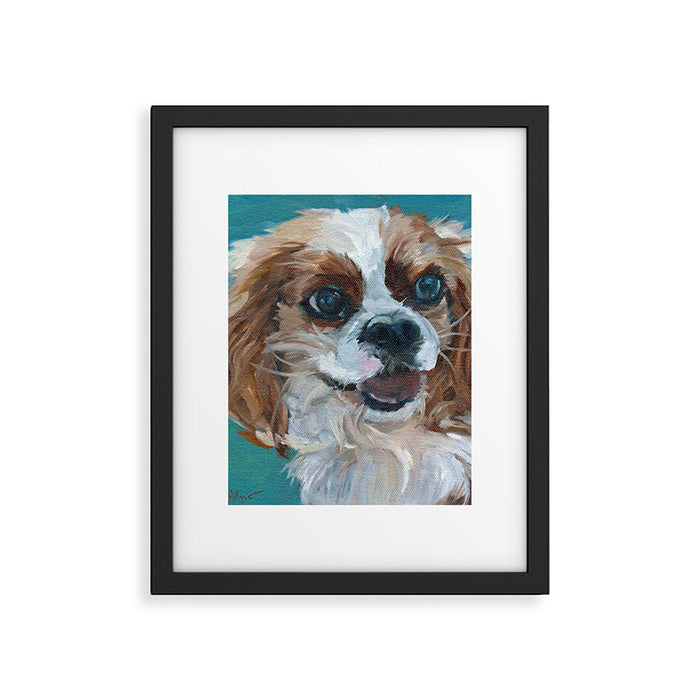 Poppy King Charles Cavalier Portrait Framed Art Print Gallery Image 1