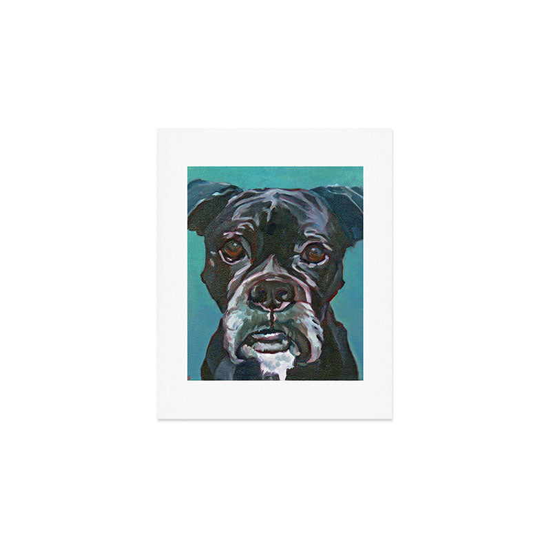 Sable the Black Boxer Dog Art Print Gallery Image 1
