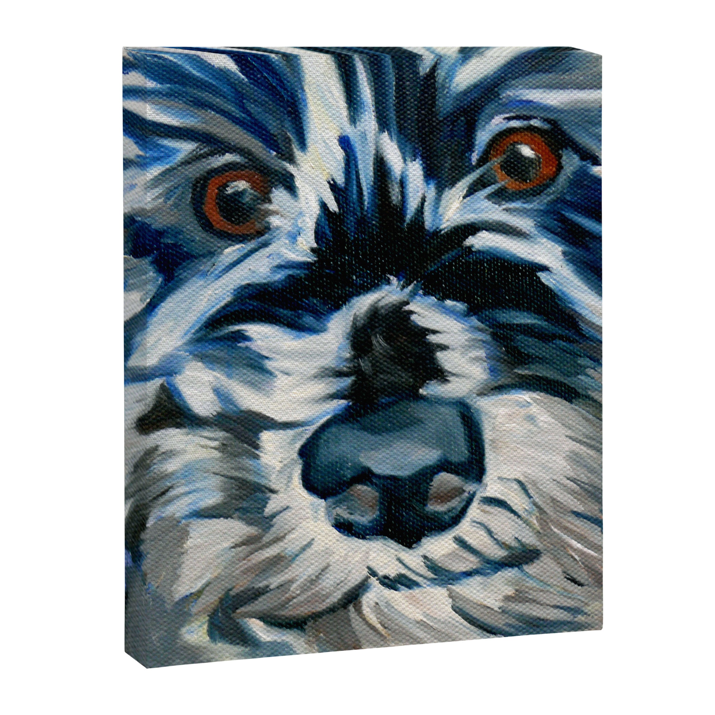 Scruffy Whiskers Black and White Dog Portrait Canvas Print Gallery Image 8