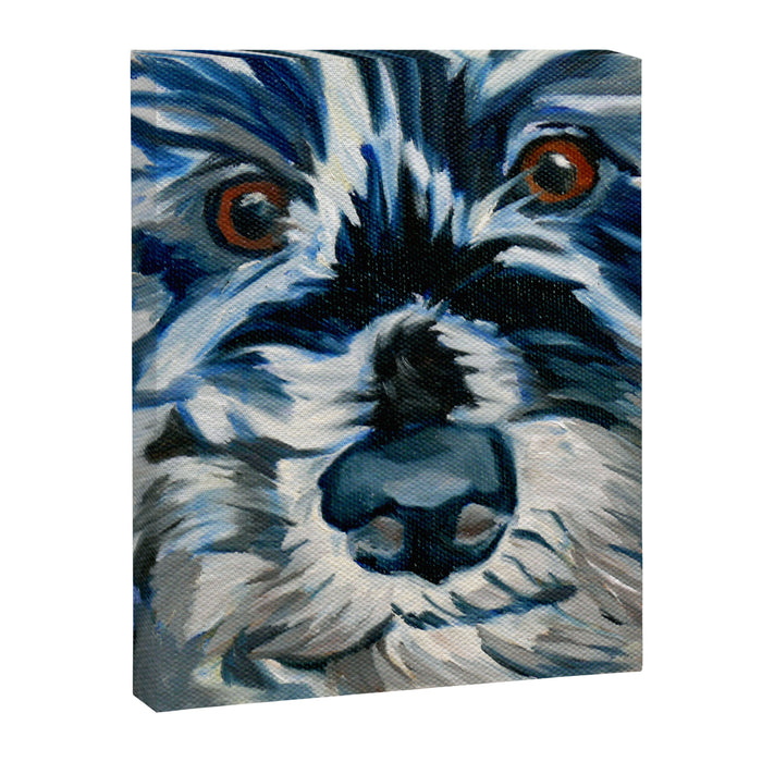 Scruffy Whiskers Black and White Dog Portrait Canvas Print Gallery Image 1