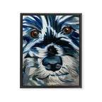Scruffy Whiskers Black and White Dog Portrait Framed Canvas Print Gallery Image 8