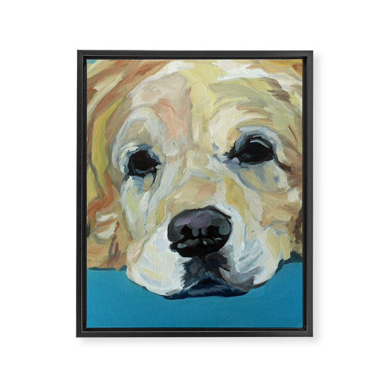 Shiner the Golden Retriever Portrait Framed Canvas Print Gallery Image 8