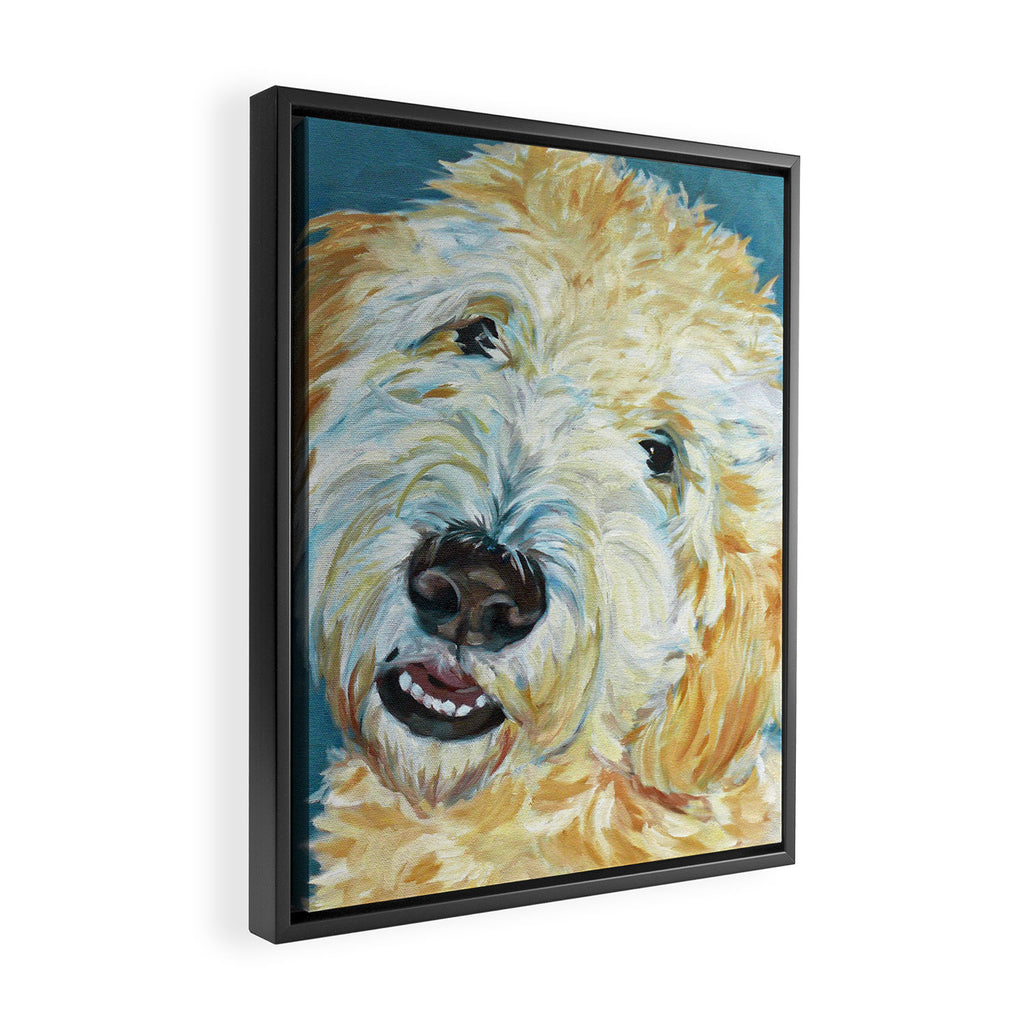 Stanley the Goldendoodle Dog Portrait Framed Canvas Print Gallery Image 2