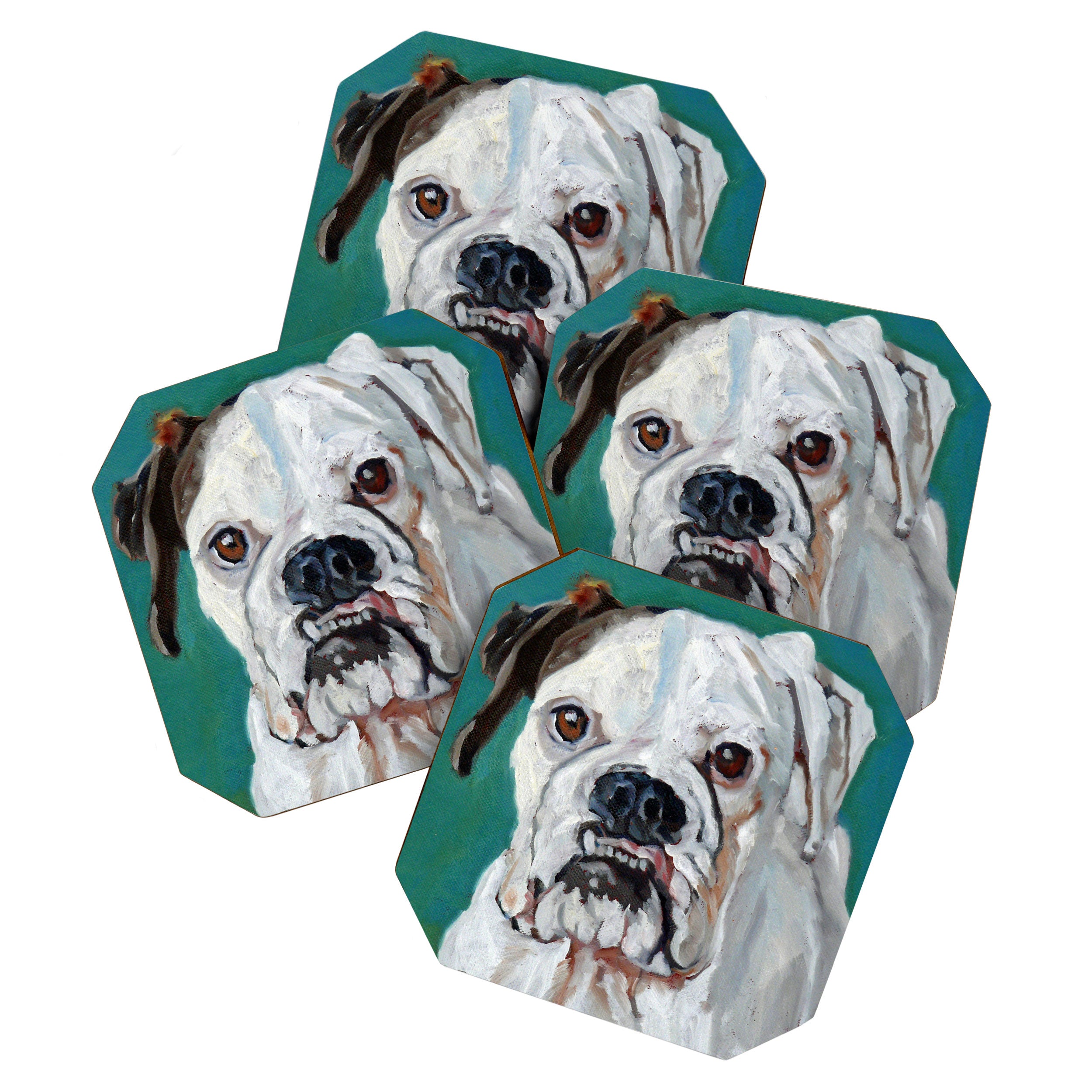 White Boxer Dog Painting Coaster Gallery Image 1