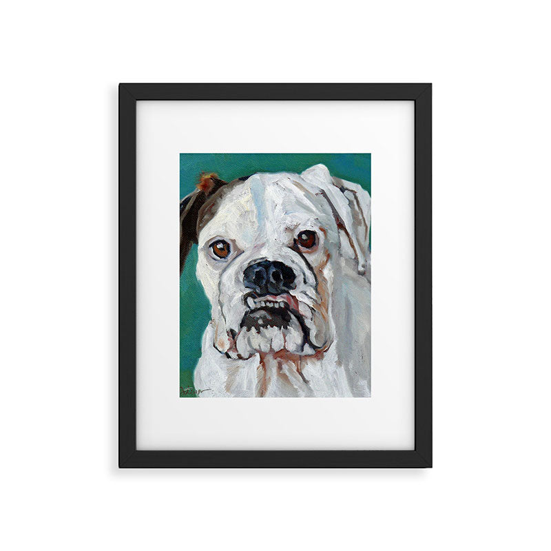 White Boxer Dog Painting Framed Art Print Gallery Image 6