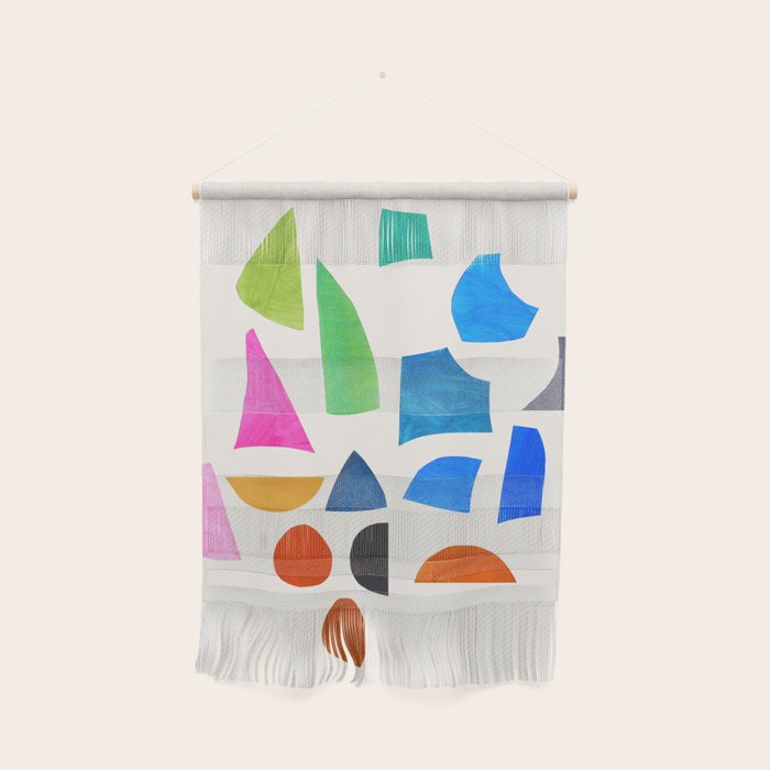 'Possibilities' Mid Century Modern Minimalist Paper Collage Rainbow Colors Wall Hanging Gallery Image 1