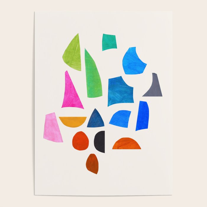 'Possibilities' Mid Century Modern Minimalist Paper Collage Rainbow Colors Poster Gallery Image 4
