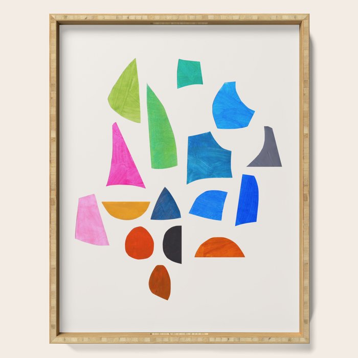 'Possibilities' Mid Century Modern Minimalist Paper Collage Rainbow Colors Serving Tray Gallery Image 1