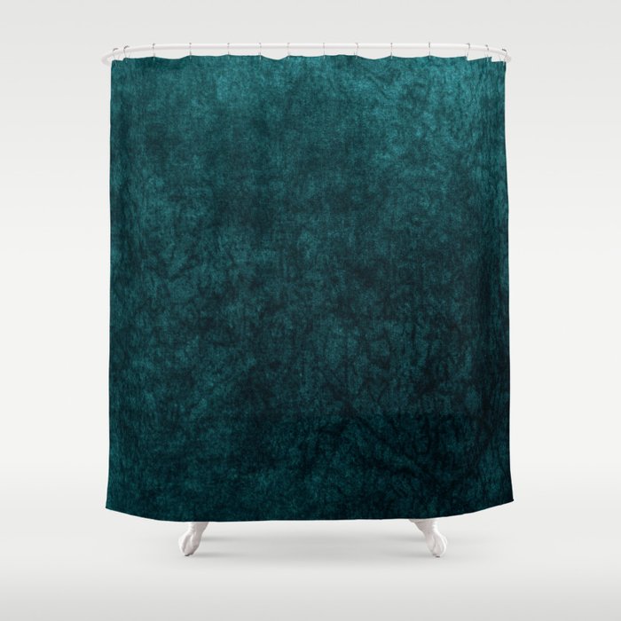Teal Velvet Shower Curtain Gallery Image 1