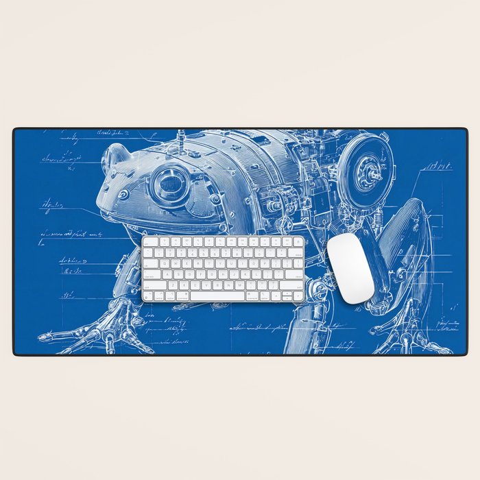 Robotic Toad Bufo Mechanicus Engineering Blueprint Desk Mat Gallery Image 1