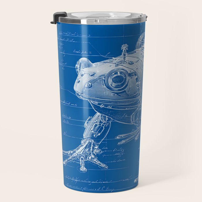 Robotic Toad Bufo Mechanicus Engineering Blueprint Travel Mug Gallery Image 3