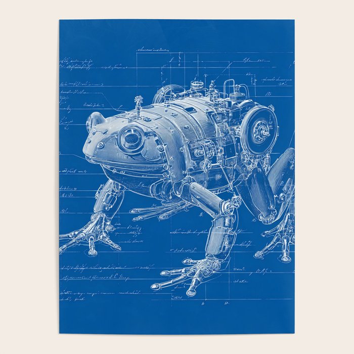 Robotic Toad Bufo Mechanicus Engineering Blueprint Poster Gallery Image 4