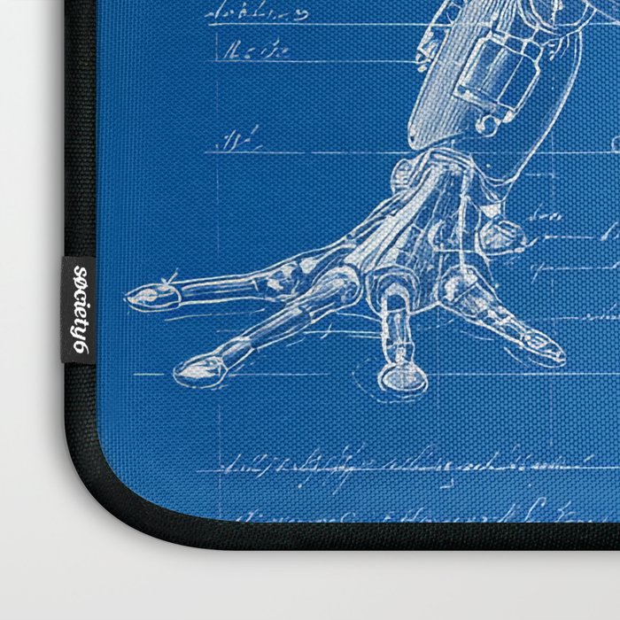 Robotic Toad Bufo Mechanicus Engineering Blueprint Laptop Sleeve Gallery Image 3